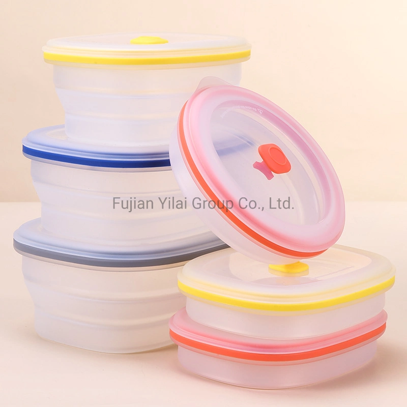 Collapsible Camping Bowl Custom Silicon Food Freezer Storage Container Foldable Silicone Bento Boxes