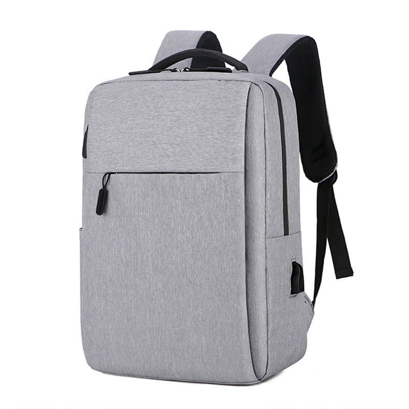 Wholesale Logo Custom Durable Business Travel Waterproof Grey Oxford School Bag Cheap 15.6 Inch Student Laptop Backpack with USB Charge