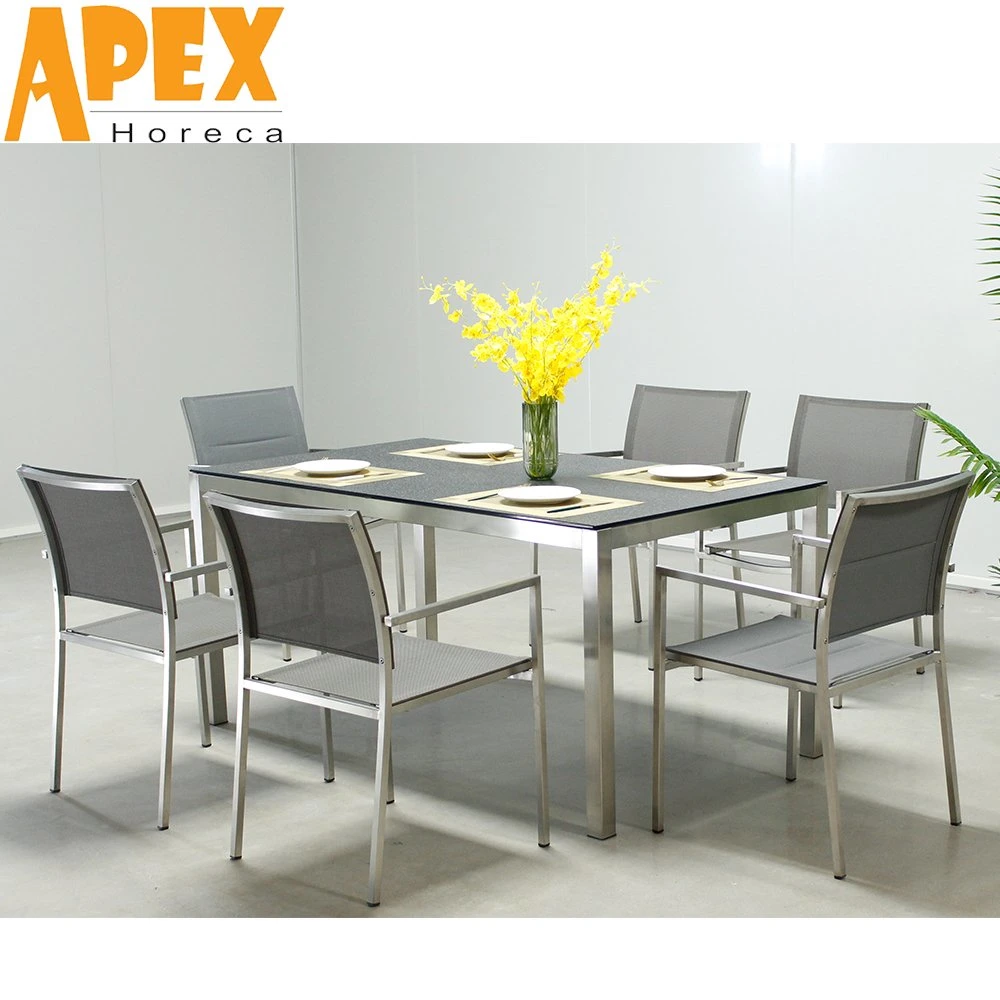 Wholesale Stainless Steel Dining Table Chair Set Hotel Garden Furniture