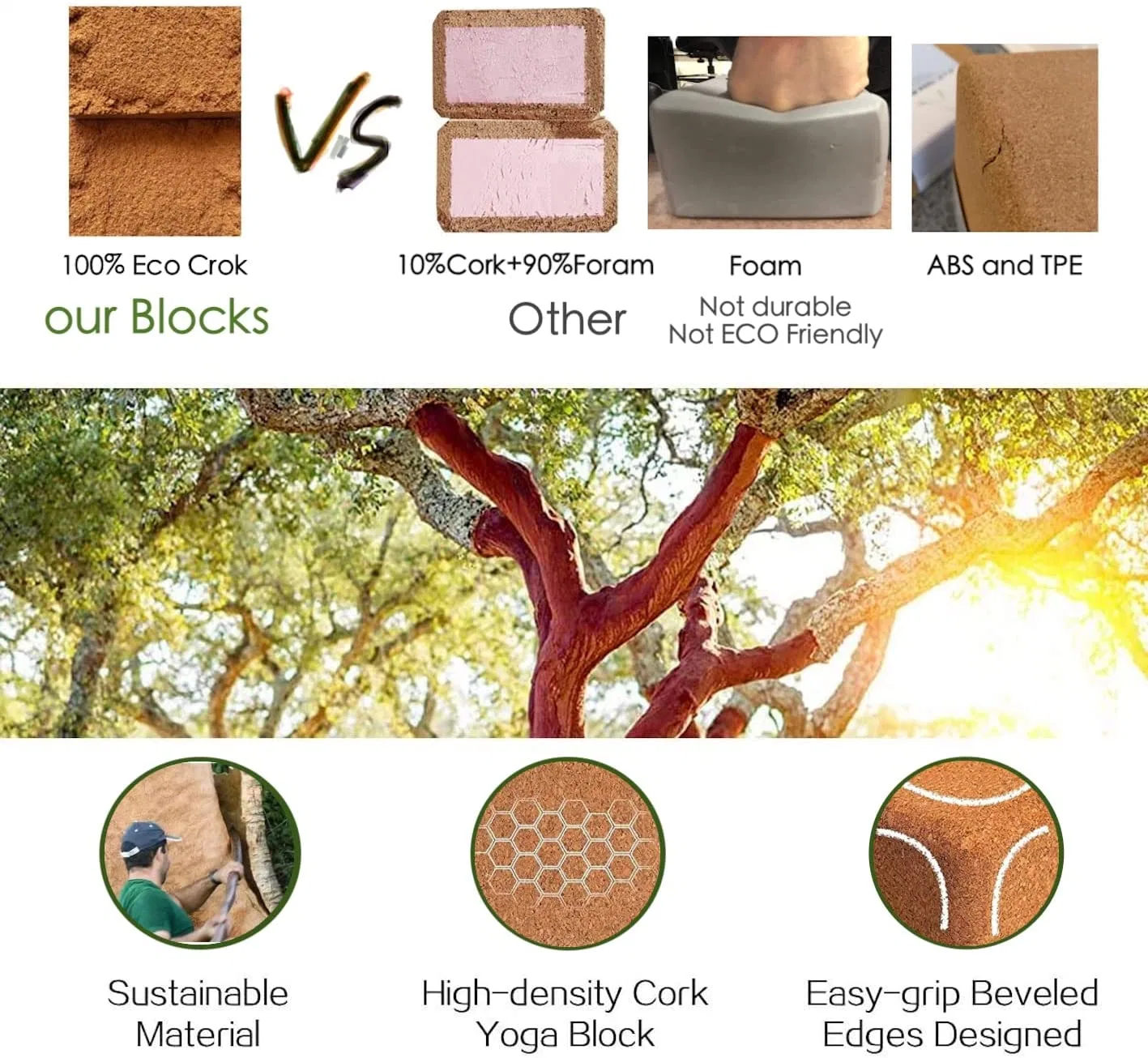 Cork Yoga Blocks Brick for Exercise