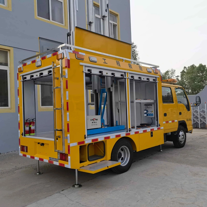 Refurbished I-Suzu 4X2 100p Repair Vehicle for Emergency Rescue Light Truck Mobile Aluminium Fire Workshop Shelters Workstation Van