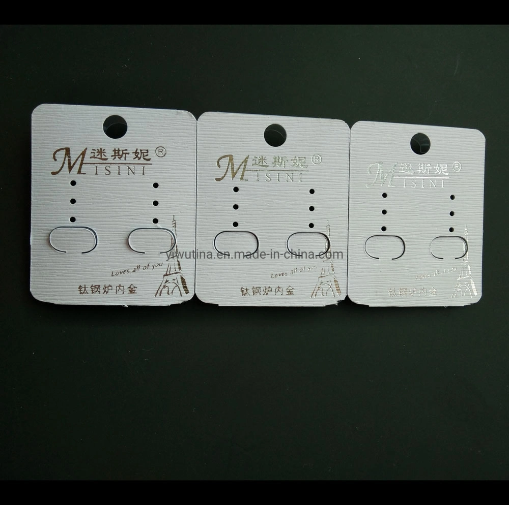 Impressão personalizada cartões de embalagem brinco branco com logotipo de Carimbo Quente