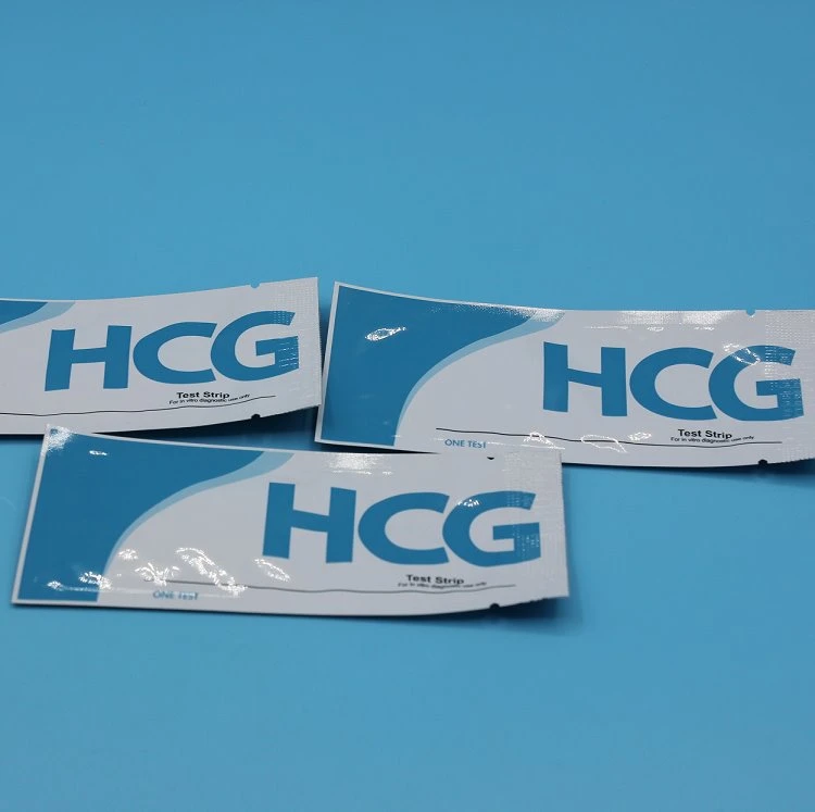 Pruebas médicas de un paso HCG pruebas de embarazo tiras (coloidal) HCG Prueba Tiras