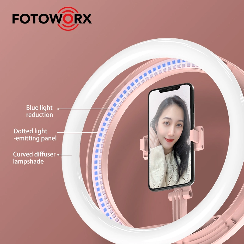 Fotoworx Mesa plegable de 12 pulgadas Piso Selfie Anillo de luz