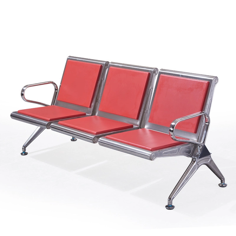 Vente en gros cuir acier 3 Seater Medical Railway Station Visiteur en attente Chaise d'aéroport de l'hôpital Room Bench