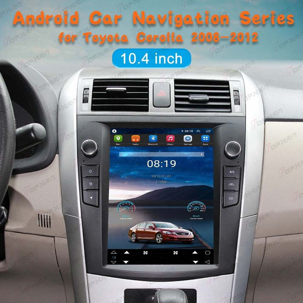 10.4 Inch Vertical Screen Android Radio for Corolla 2008 2012 GPS Navigation Car Audio DVD Player Stereo Video