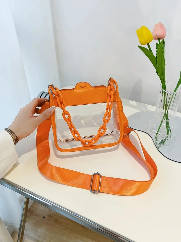 Saco a tiracolo em PVC transparente de atacado de forma personalizada as mulheres claras de ombro da cadeia de sacos Crossbody