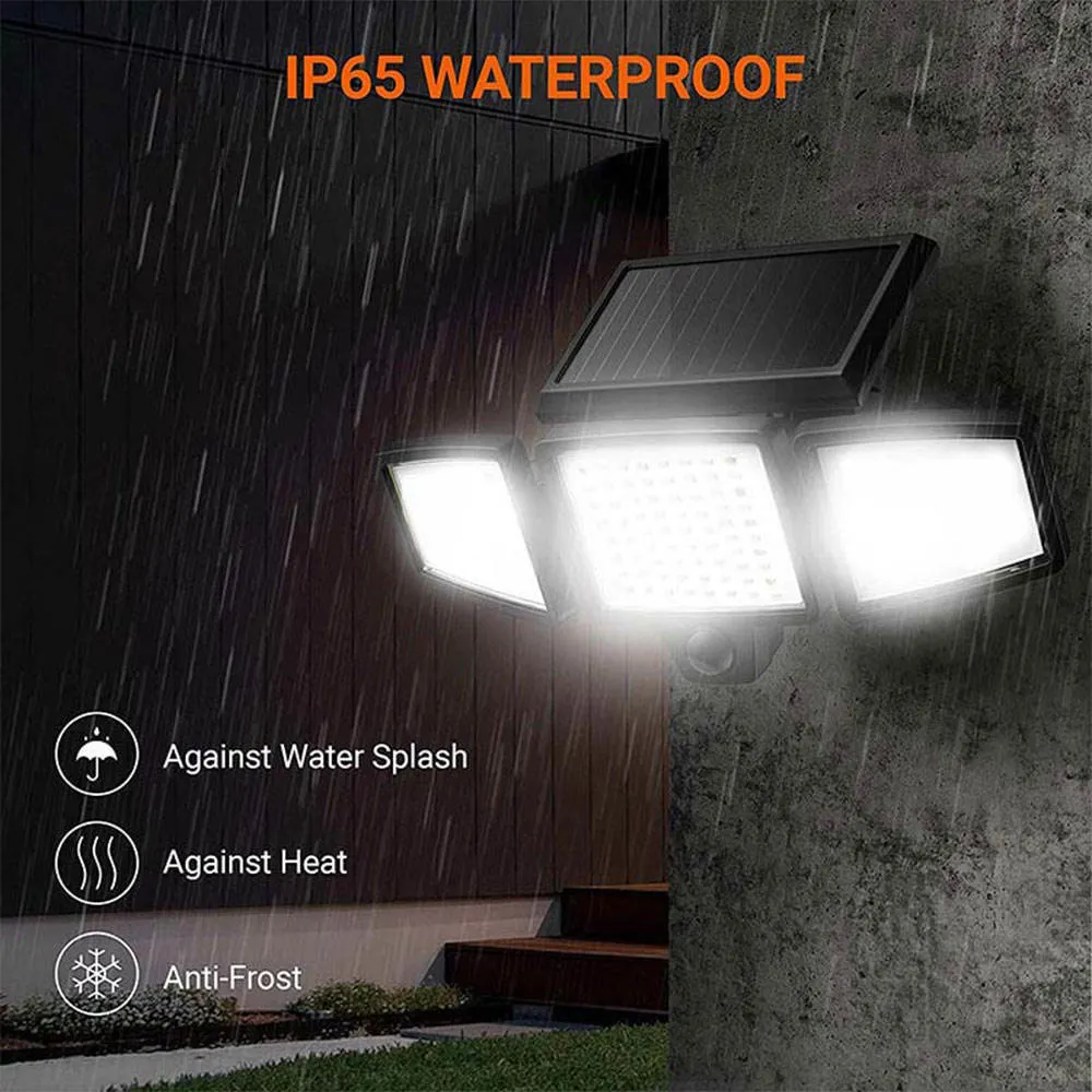 Sensor de movimiento con protección IP65 3 jefes de las luces de seguridad de inundación solar Spot