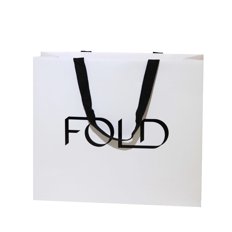 Biodegradable Packaging Bags with Handles Packaging Bag Fashion Bags White Kraft Paper Bag with Customized Logo