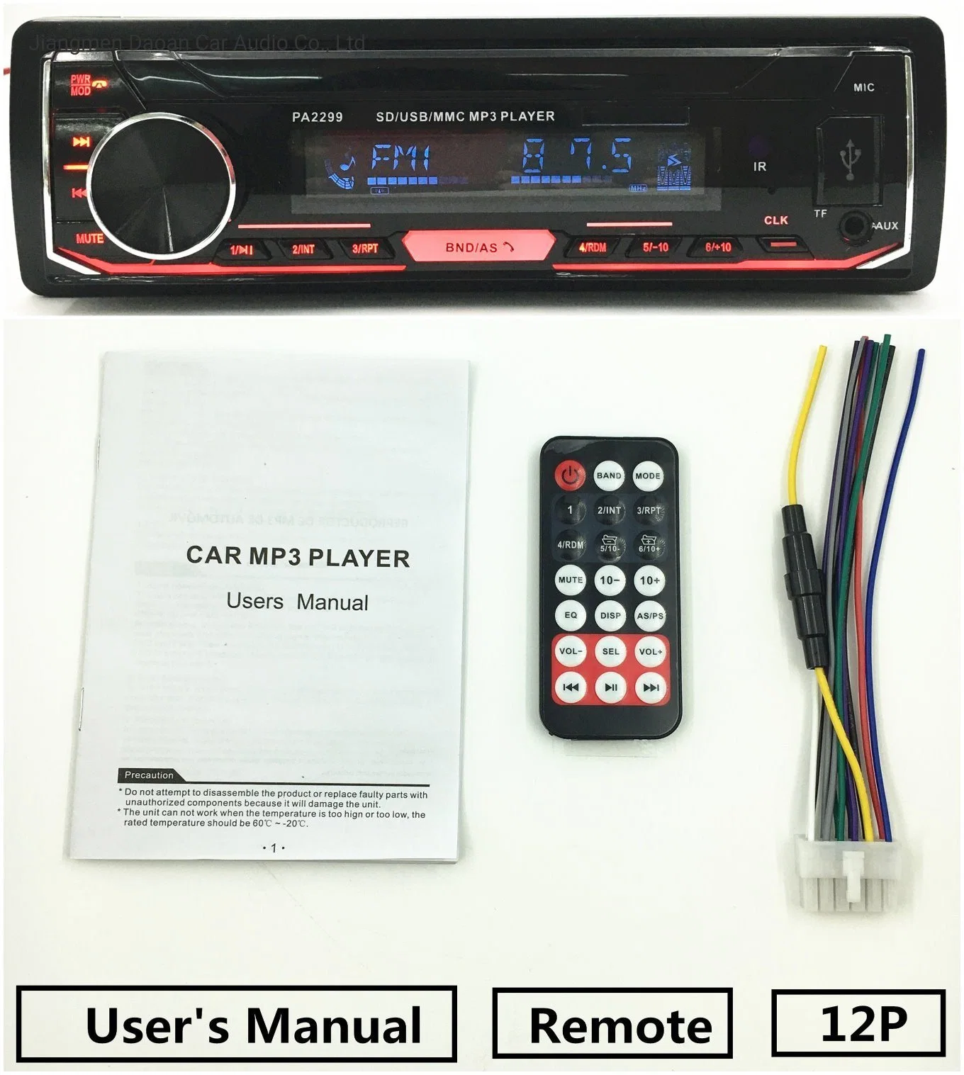 Carro Bluetooth Rádio FM multimídia USB MP3 Player de áudio