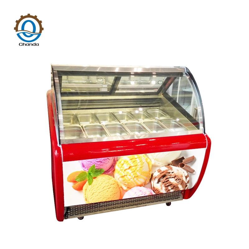 Изогнутой стеклянной двери мороженое морозильный ларь холодильники мороженое дисплей морозильной камере Showcase