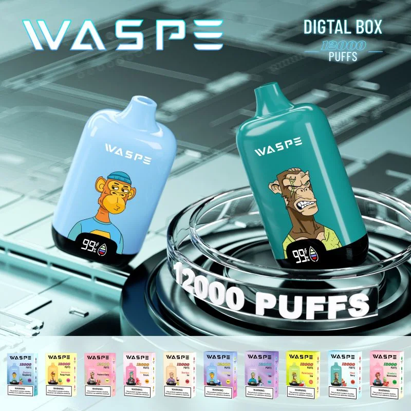 Оригинальные манжеты Waspe 12000puffs одноразовые манжеты Vape Big puffs Bar 20 мл жидкость E-Cigarette с ЖК-дисплеем