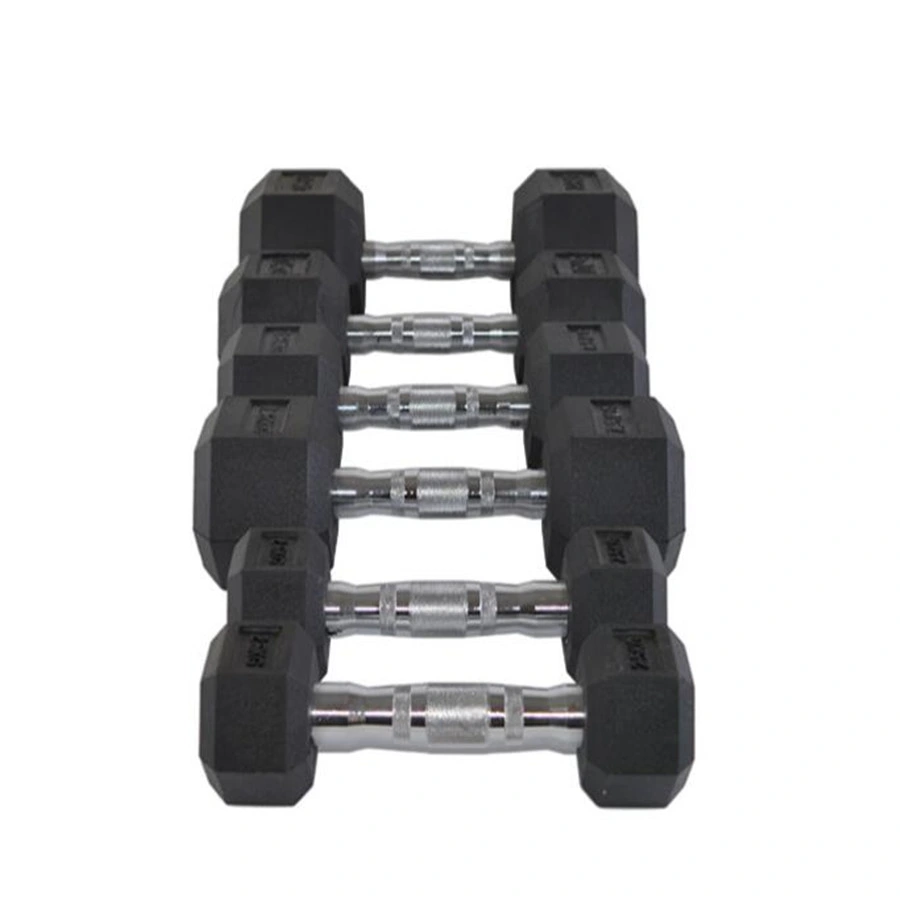 Hot Competitive Price Black Hex Rubber Dumbbell