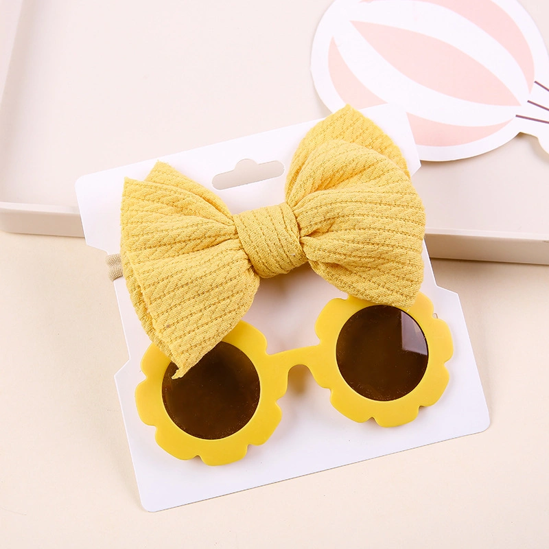 Bow Baby Headband DOT Sunflower Sunglasses Flower Round Eye Glasses 0-4t Elastic Hair Bands Headwear