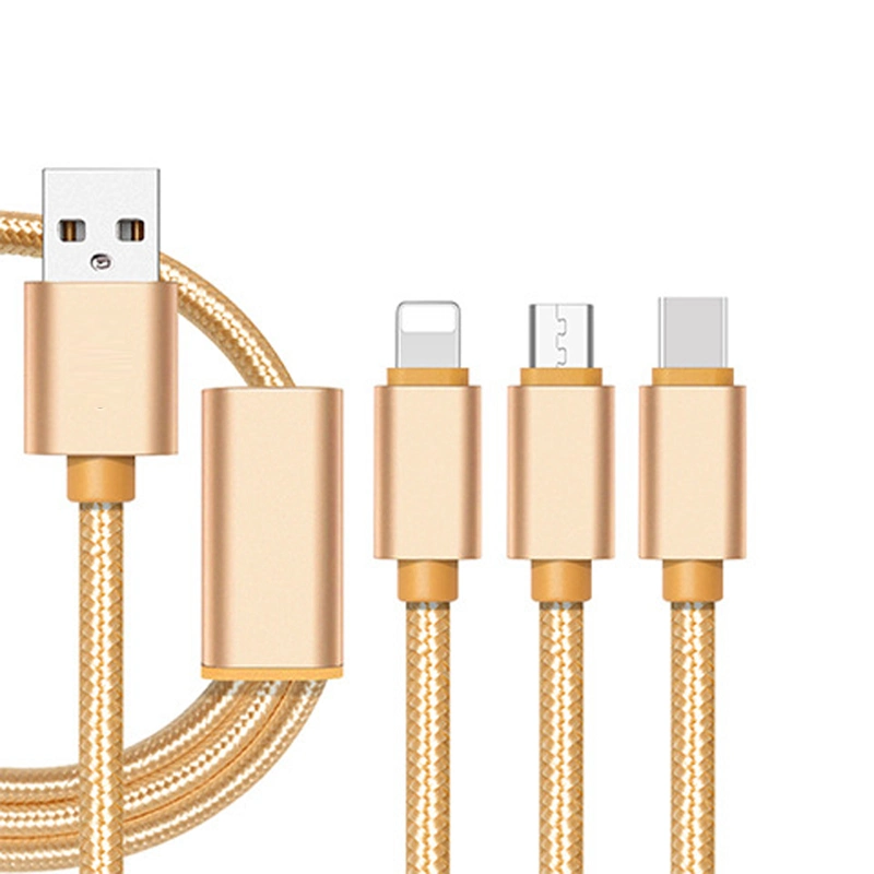 Type C Nylon Braided Aluminium Alloy 3 in 1 4 in 1 USB Cable Multi 3 in 1 Cable Charger