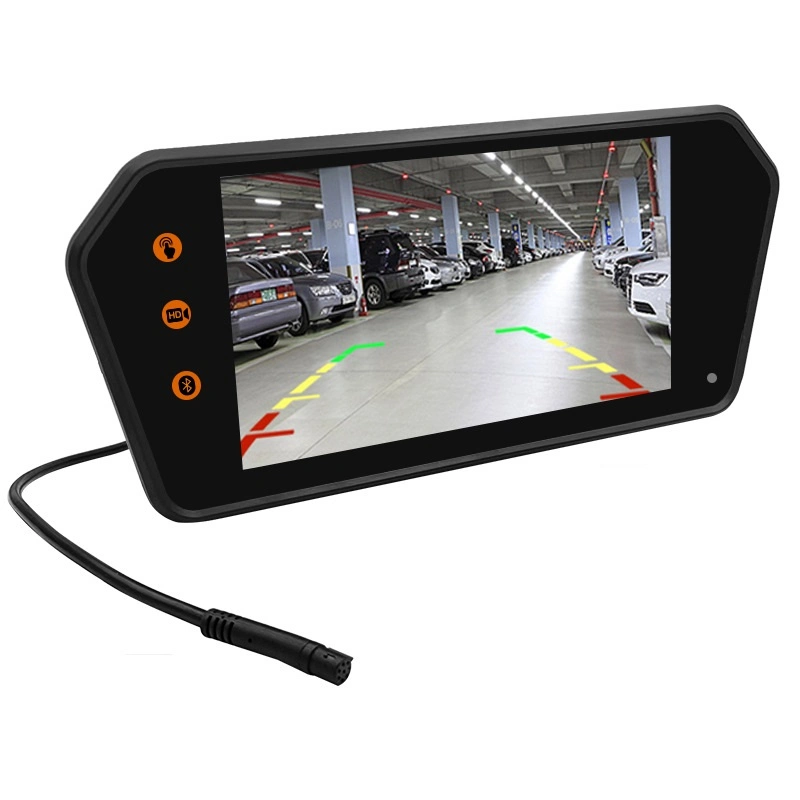 Monitor LED de boa qualidade com USB MP5 Bt 7 polegadas Monitor de estacionamento de inversão do espelho retrovisor do veículo