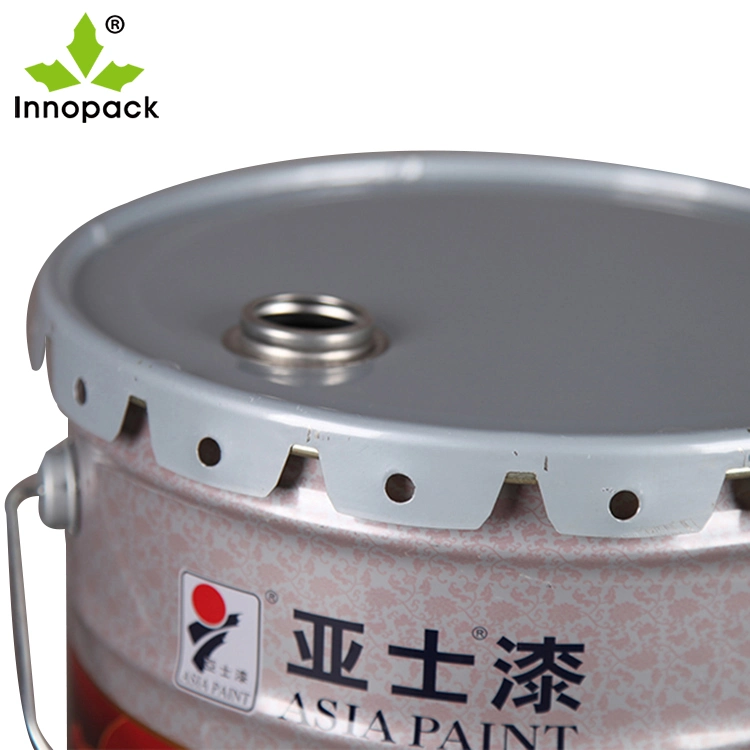 Printed 20 Liter Metal Pail with Metal Screw Spout and Flower Edge Lid