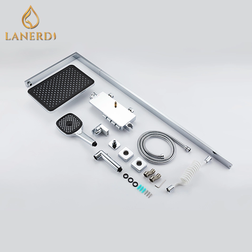 Lanerdi Chrome Brass Shower Faucet Thermostatic Shower Set with Sprayer