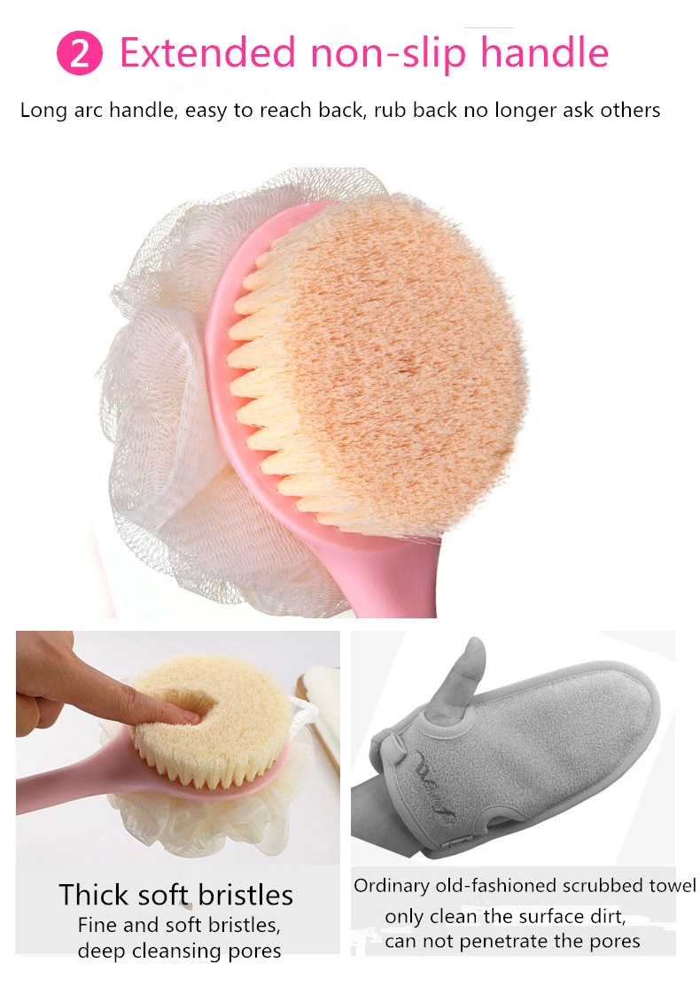 Bathing Artifact Bath Brush Back Bath Flower Ball Brush Long Handle Rub Mud Soft Hair Bath Brush Rub Back Rub Bath Towel