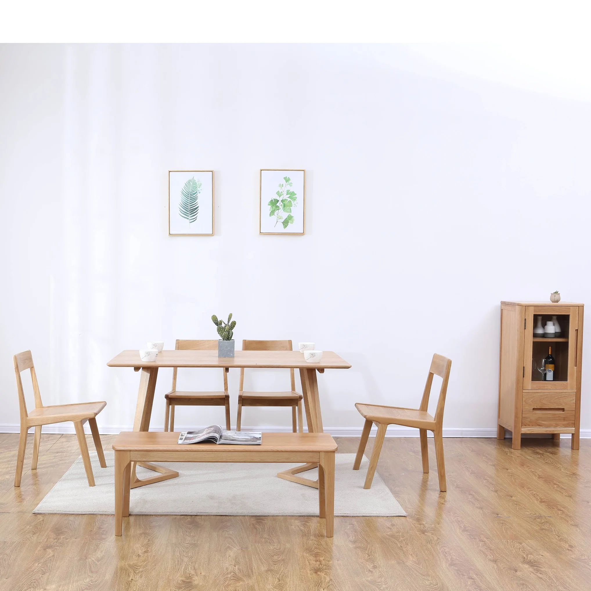 Nueva llegada Muebles de lujo Mesas de comedor rectangular Mesa de comedor Madera Roble sólido Mesa y sillas