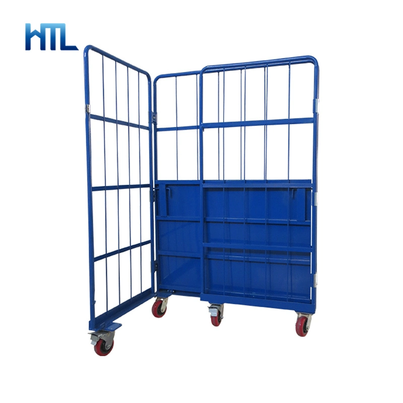 Powder Coating Nestable Collapsible Metal Storage Roller Cage for Logistics