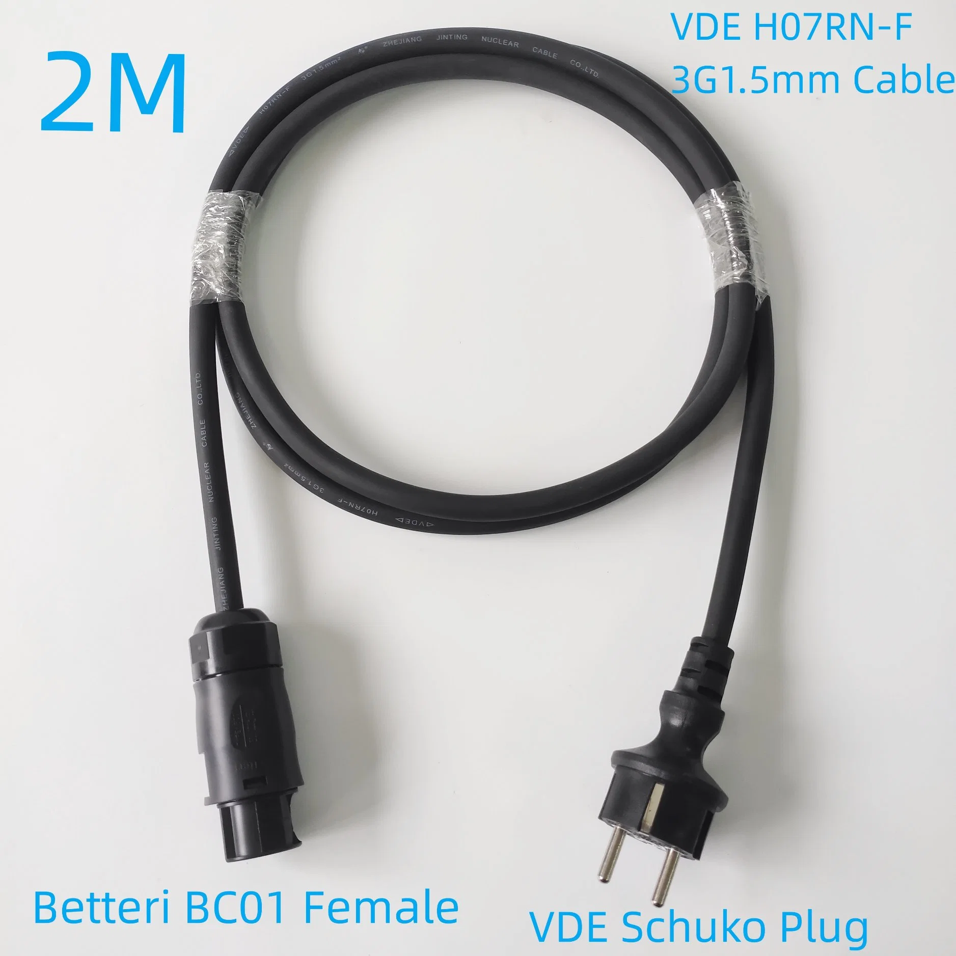 2m Betteri Bc01 Schuko Cable TUV Bc01 Female Plug H07rn-F VDE Power 3G1.5mm2 AC Cable Solar Micro Inverter PV Solar Mini System