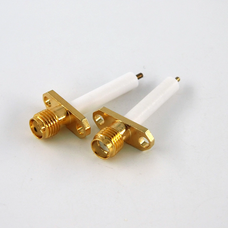 20mm Insulator and 3mm Pin IP67 Electrical 2 Holes Flange Mount Female SMA RF Coaxial Connector