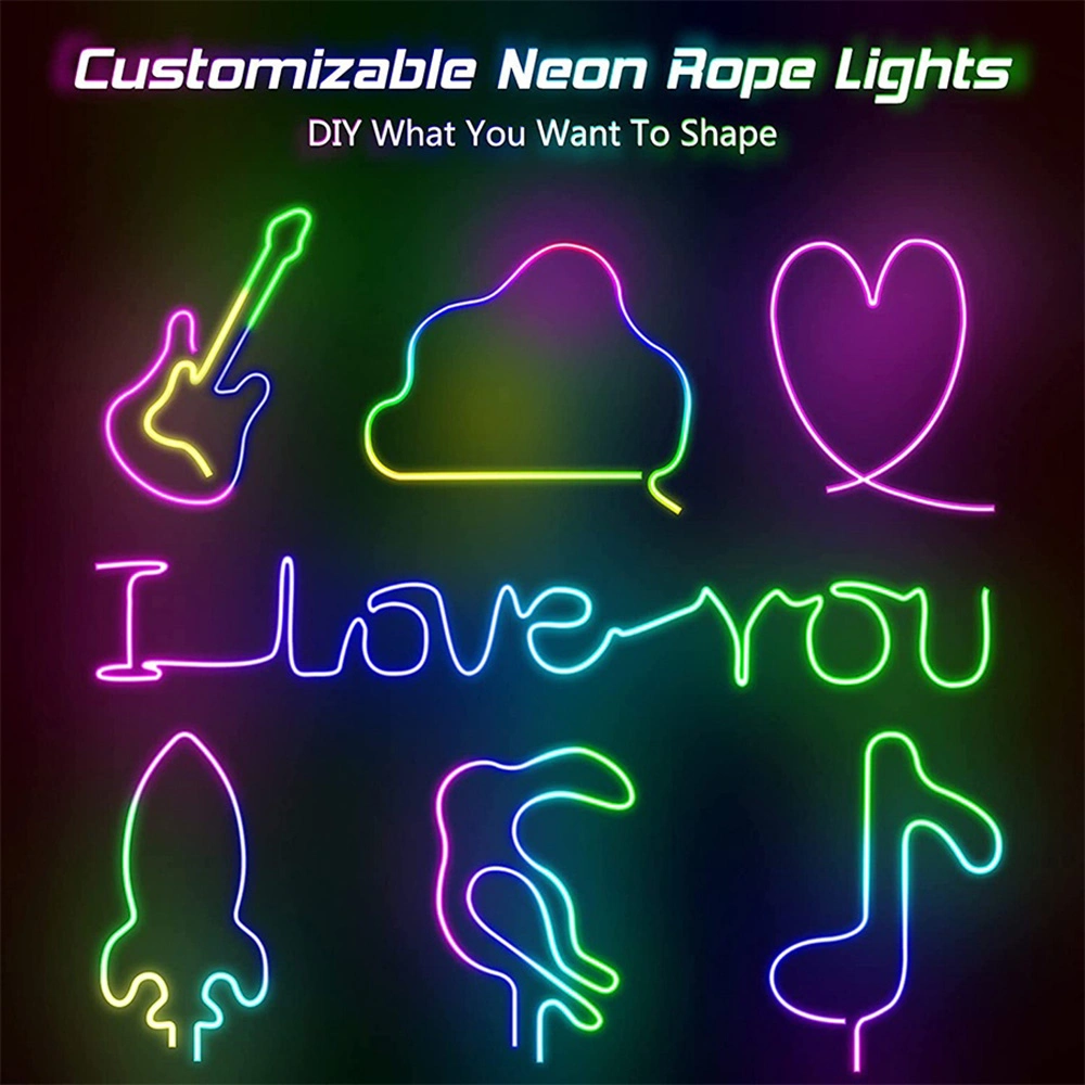 12V RGB LED Neon Light 6X12mm Flexible Strip Waterproof Silicone Lights 3535 108LED Tuya WiFi Smart Remote Control Dimmable Decoration