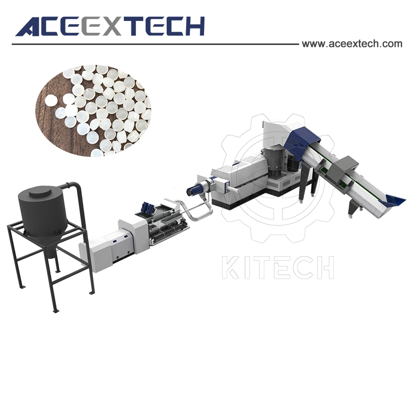 La película de la línea de reciclado y la granulación de la máquina con ventila extrusionadora de un solo husillo