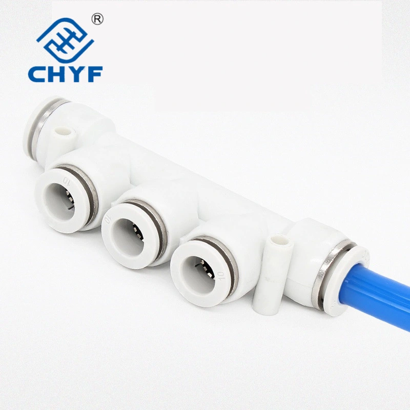 Pneumatic PU Tracheal Joint Quick Five-Way Pk-4/6/8/10/12 White Plastic Five-Port Joint Quick Plug Fittings High Pressure