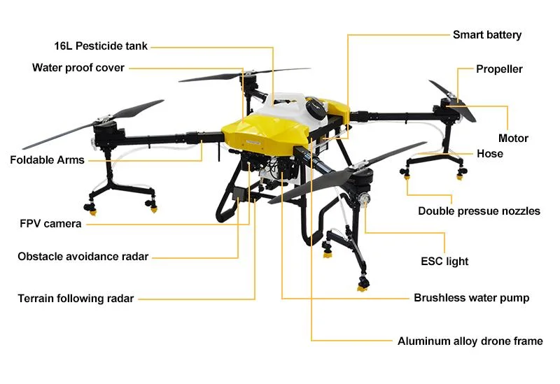 16L grande puissance pompes pulvérisateurs de la machine de pulvérisation de pesticides agricoles Drone de grande puissance de la batterie pour l'Agriculture Utilisation