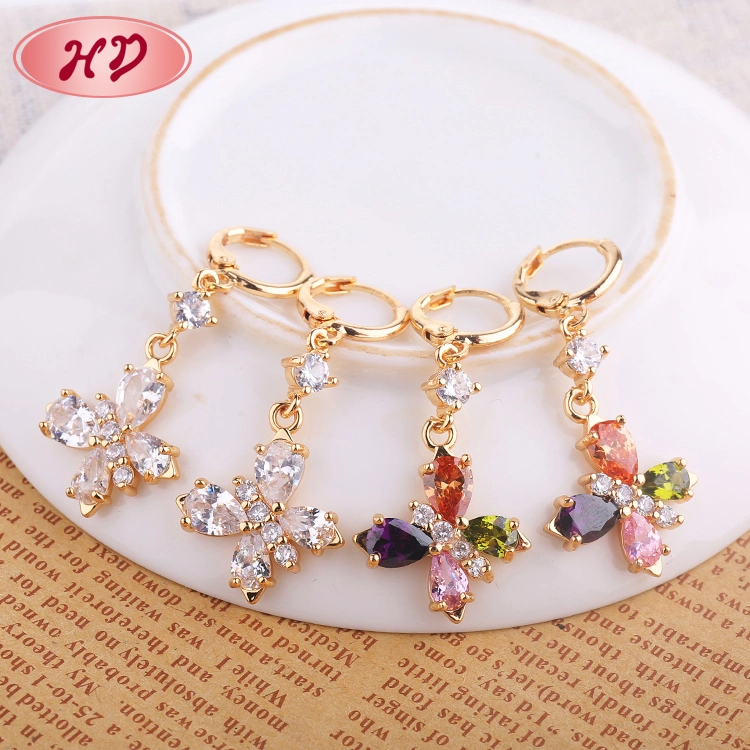 Fashion Jewelry 2020 Big Gold Multi Colorful Stone Drop Earrings