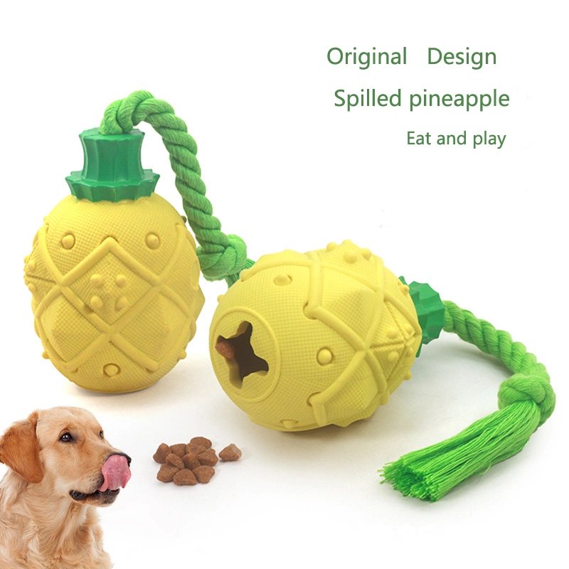 Amazon Explosive Pet Products Pineapple Toys Rubber Gnaw and Leaking Food Interactive Dog Bite Toys New Products