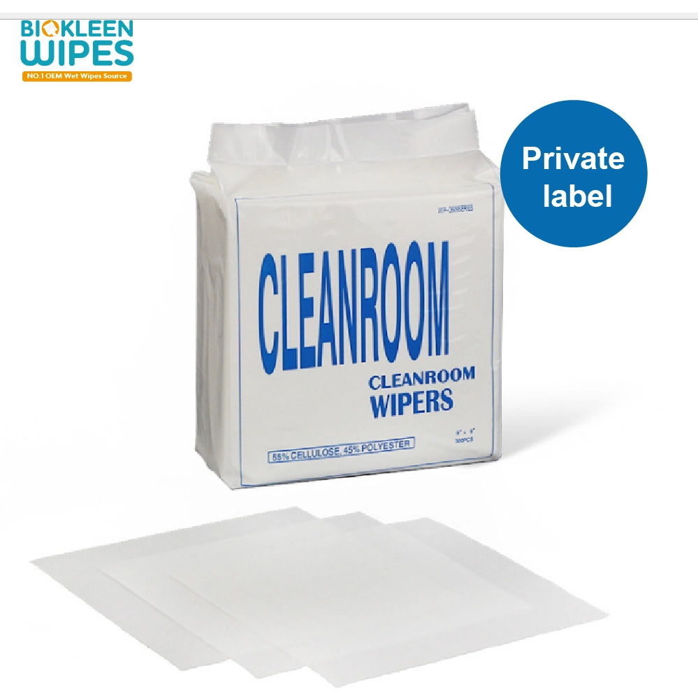 Biokleen Disposable Silicon Free Cleanroom Wiper Paper 9"X9" Cleanroom Head Wipers 55% Cellulose Cleanroom Wiper Lint Free 300PC