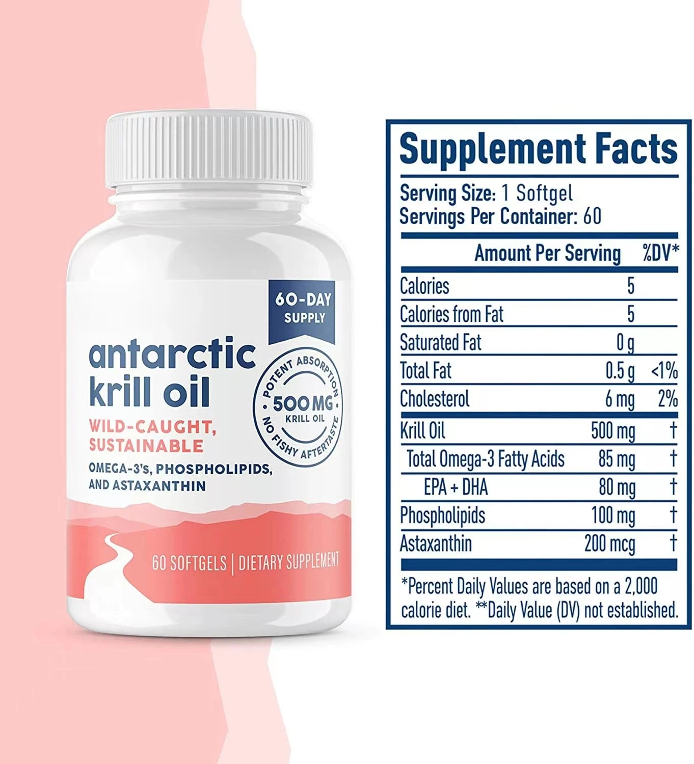 Wholesale Private Label Antarctic Krill Oil Softgel with Omega-3 EPA DHA