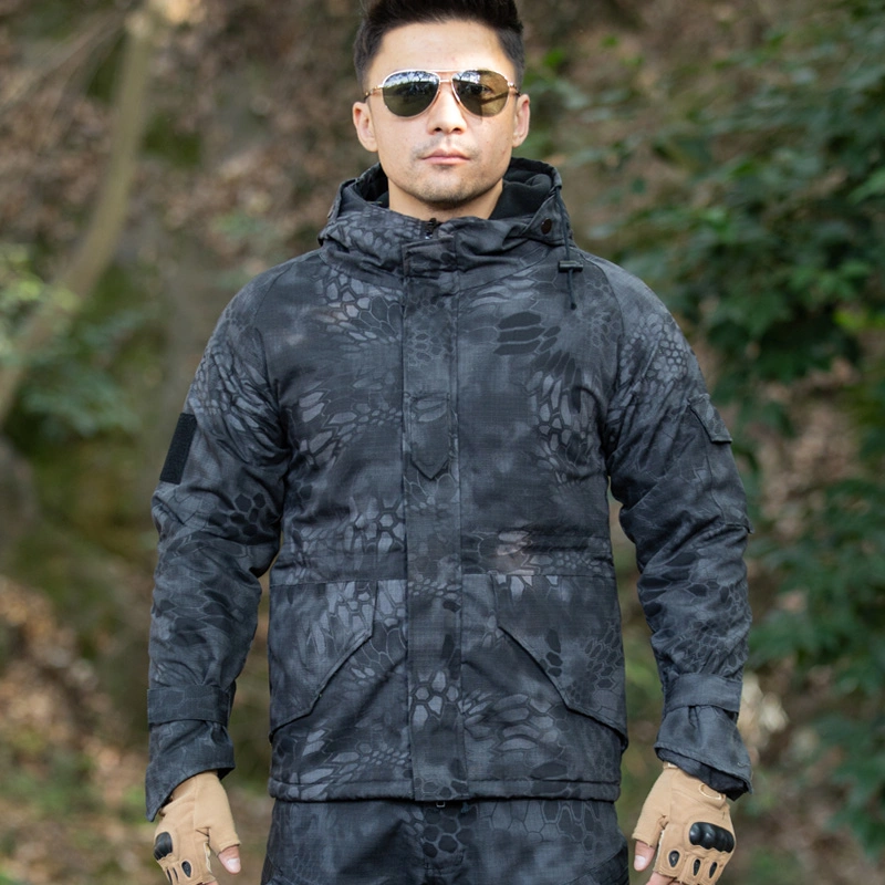 Nuevo diseño Hombre Negro Python Camouflage Militar G8 Chaqueta dura Chaqueta exterior de senderismo