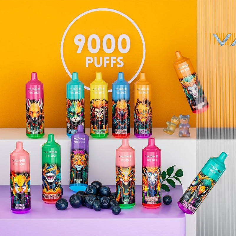 Vapme Fire 9000 Puffs Disposable/Chargeable vapes 12 Colors 2% 5% Rechargeable Battery 18ml