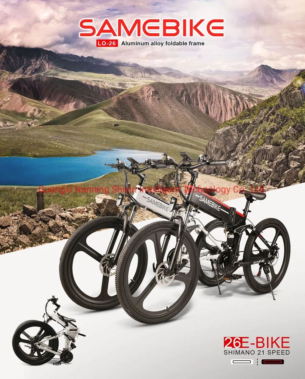 Vélo d'origine Lo26 Batterie portable en aluminium Ville de montagne électrique pliable