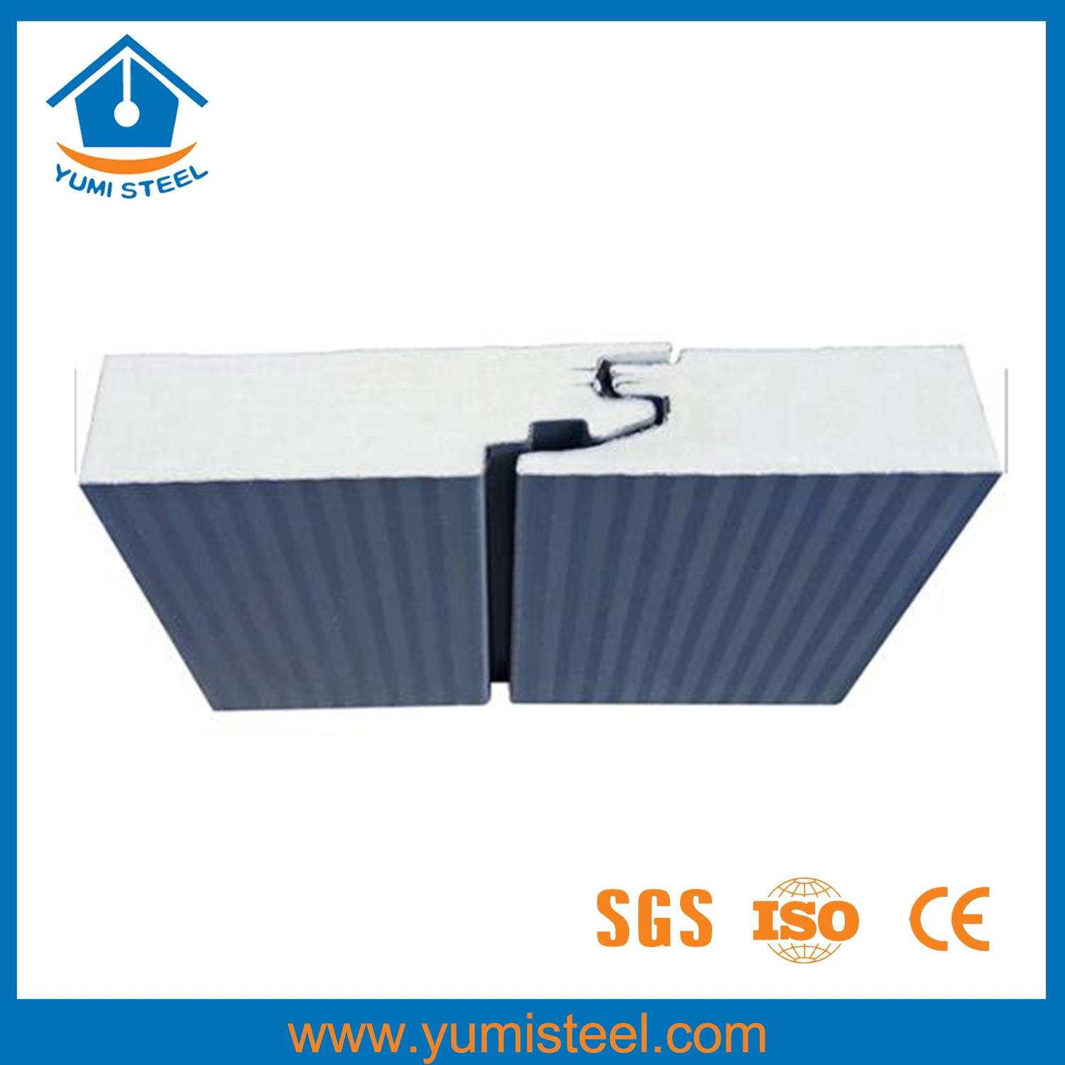 60mm Hidden Screw Joint PU Sandwich Wall Panel with Heat/Sound Insulation