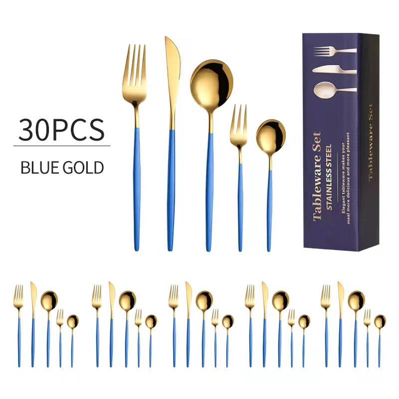 Stainless Steel 30PCS Luxurious Style Cutlery Set Housewares Tableware Kitchenware Knife Fork Spoon Cutlery Set Flatware Set