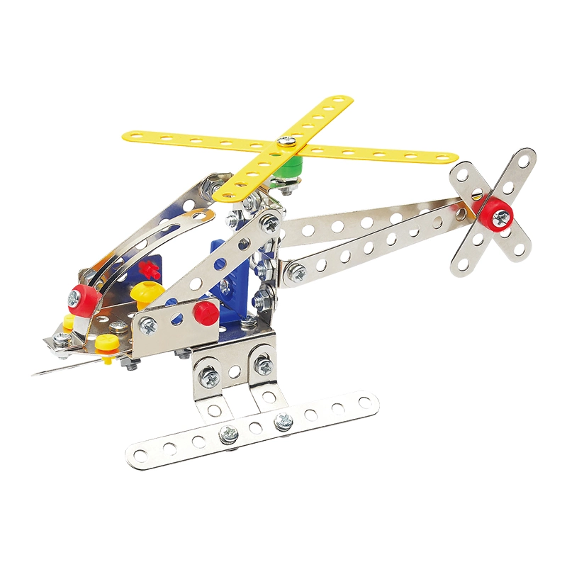 117PCS Assembly Aircraft Model Kit Metal Children Construction Play Set Steel Helicopter Toys Building Blocks for Kids and Adult