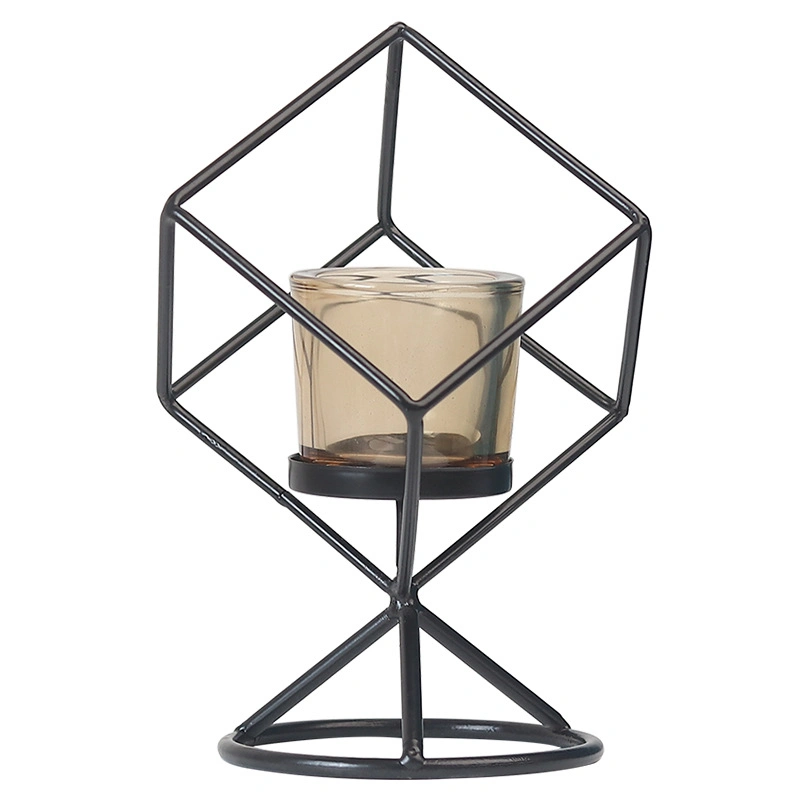 Iron Candlesticks Are Decorated with Geometric Lines