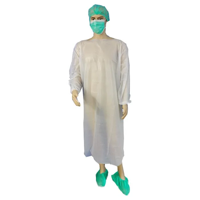 Desechable CPE Pechera Disposable Apron with Sleeves and Thumb Loops Disposable Waterproof Plastic Gown PE Isolation Gown