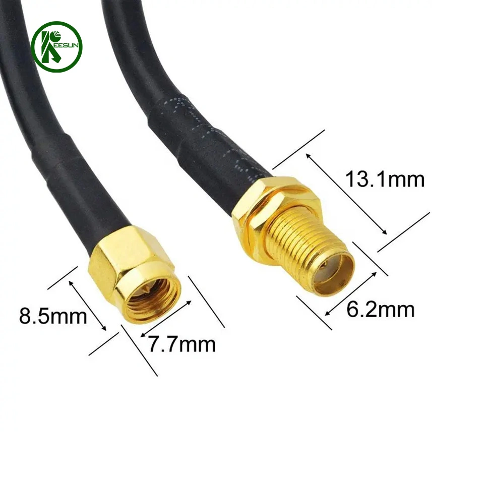 Low Loss 2m 5FT 10m STP SMA Male to SMA Female Connector Coax Coaxial Extension Antenna GSM Splitter Rg58 Cable