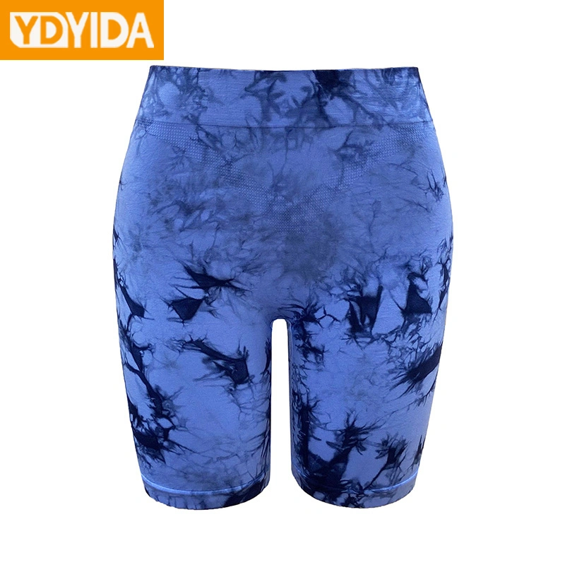 Damas Tie Dye Yoga Shorts Deporte de gran elasticidad Pantalones cortos