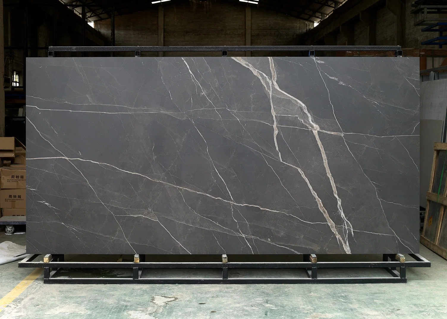 3200*1600 mm Marble Looking Polishing Large Size Calacatta Black Sintered Stone