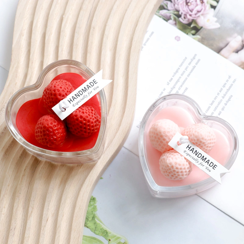 Japanese Beautiful Sweetheart Romantic Strawberry Jam Heart-Shaped Aromatherapy Candle DIY Glass Wax Cup Candle Holder