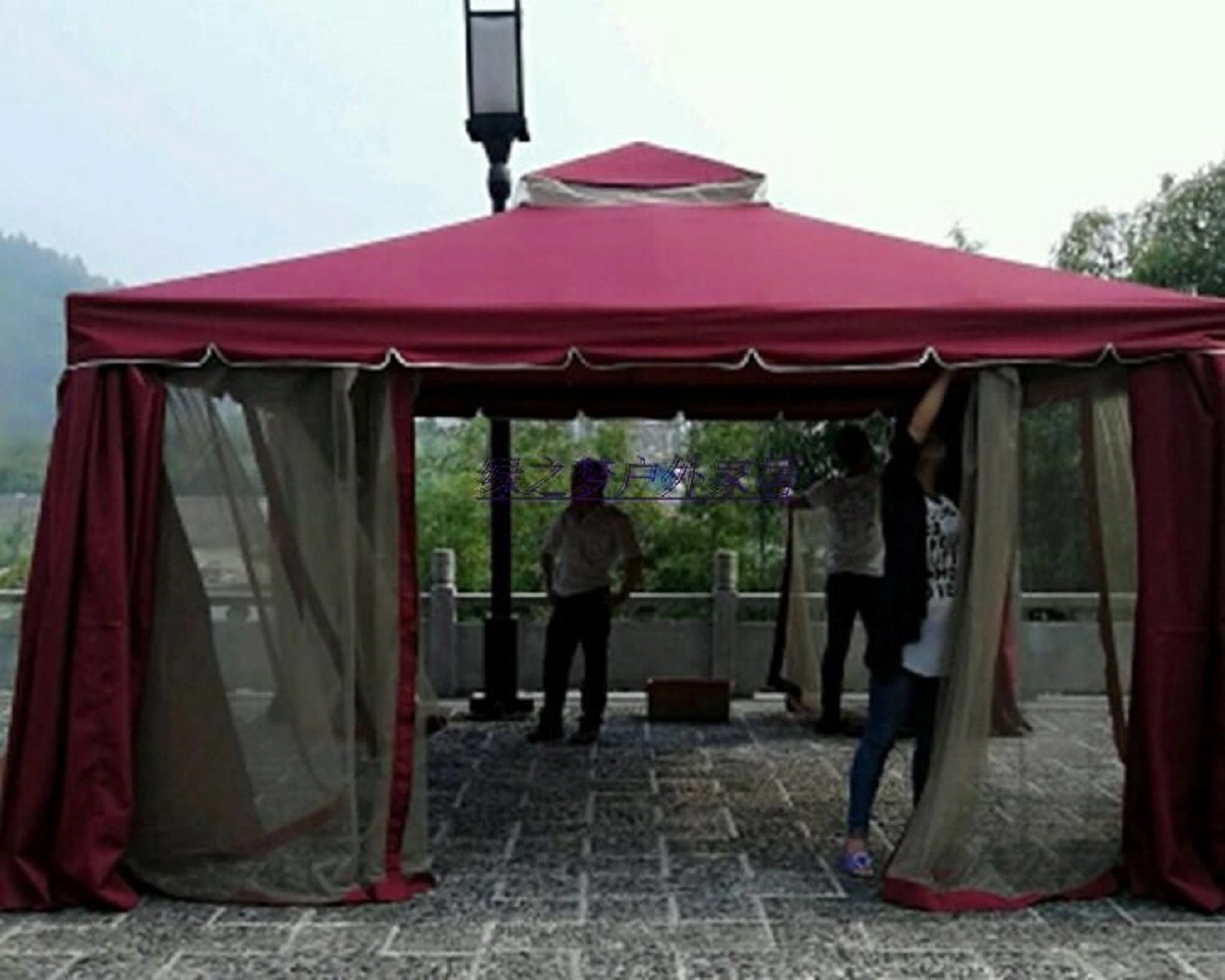 Tent for Outdoor, Aluminum Frame Soft Top Gazebo Pop-up Tent with Polyester Curtains and Air Venting Screens Wyz17598