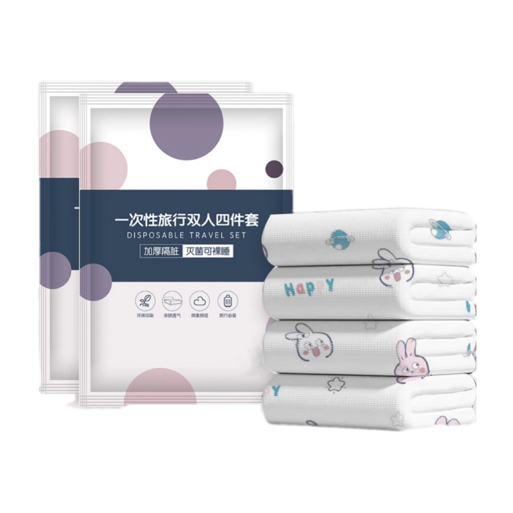 Supplier Travel Portable Disposable Hotel Bed Sheet Sets 4 Piece Bedding Set