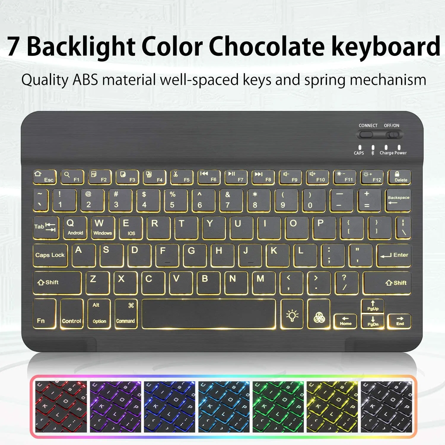 for Ios Android Windows Tablet Laptop PC Wireless Multiple Color Rainbow LED Backlit Keyboard with Rechargeable Battery